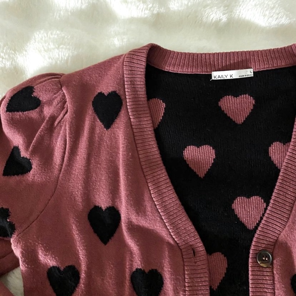 HEARTS Cardigan. By Kaily K from Nordstrom Rack. Size L.
